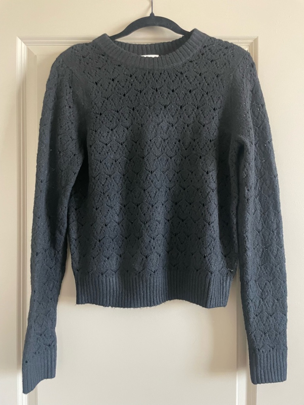 NWT Universal Thread Black Openwork Crewneck Sweater